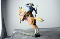 COMPOSITION ELASTOLIN Wild West Cowboy Mounted Scout Shading Face w Rifle ~7cm A - atonal.se