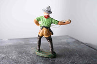 COMPOSITION ELASTOLIN Wild West Cowboy Standing Lasso Slinger Green Top ~7cm E - atonal.se