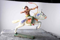 COMPOSITION ELASTOLIN Wild West Indian Mounted Archer Aiming Front ~7cm F - atonal.se