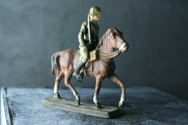 COMPOSITION ELASTOLIN WW World WarII Mounted Parading German Officer Slow Horse ~7cm K - atonal.se