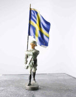 COMPOSITION ELASTOLIN WWII World War German Army Nordland Swedish Banner ~7cm K - atonal.se