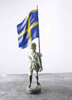 COMPOSITION ELASTOLIN WWII World War German Army Nordland Swedish Banner ~7cm K - atonal.se