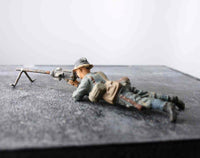 COMPOSITION LINEOL WWII World War French Belgian Soldier Flat On Groun MG ~7cm K - atonal.se
