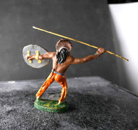 COMPOSITION ELASTOLIN Wild West Indian Standing Aiming Throw Long Spear Q