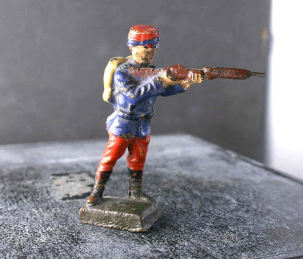 COMPOSITION LINEOL WWI World War French Army Soldier Stand RifleShooting2 ~7cm M
