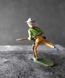 COMPOSITION ELASTOLIN Wild West Cowboy Running With Rifle Green Top Q