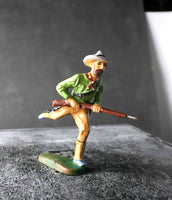 COMPOSITION ELASTOLIN Wild West Cowboy Running With Rifle Green Top Q