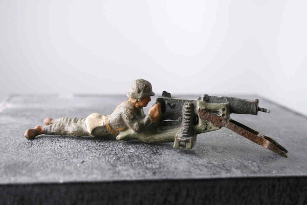 COMPOSITION LINEOL WWII World War German Army MG Shooter Low Position ~7cm K - __ATONAL__