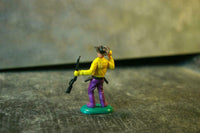 CRESCENT Swoppet WW Wild West Cowboy Standing Holding Rifle Yellow Top Purple Leg - __ATONAL__