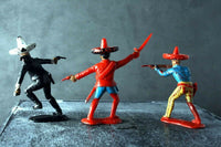 CRESCENT Wild West WW Solid Plastic Mexican Party UK 3 Figs Poses - __ATONAL__