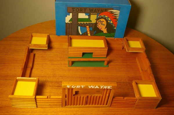 MICKI Gemla Sweden Fort Wayne 6151 Wood Wild West WW Cowboy Sturdy Pieces in Box - atonal.se