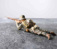 COMPOSITION LINEOL WWII World War German Soldier Flat On Ground Rifle ~7cm K - __ATONAL__